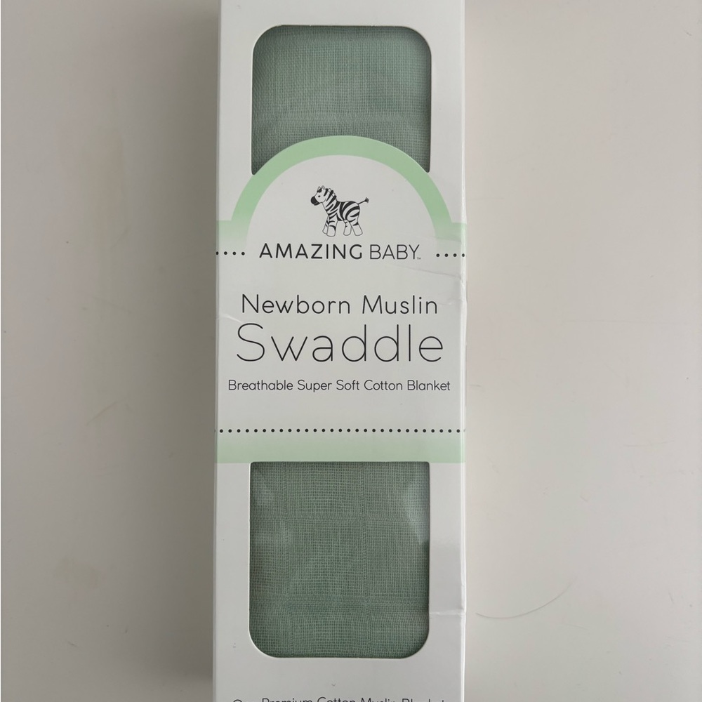 Amazing Baby Green Newborn Muslin Swaddle